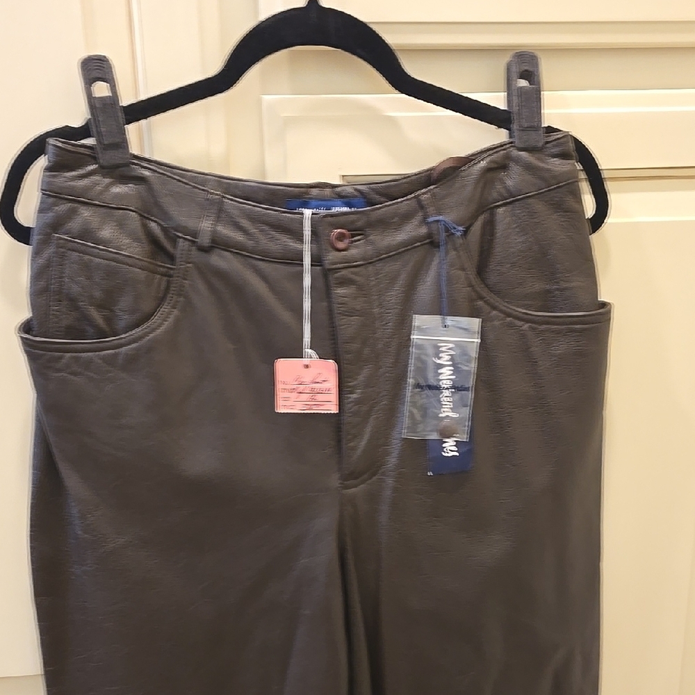 My Weekend Clothes Vintage 2000's  Brown Premium Leather Pants Size12 New w tags